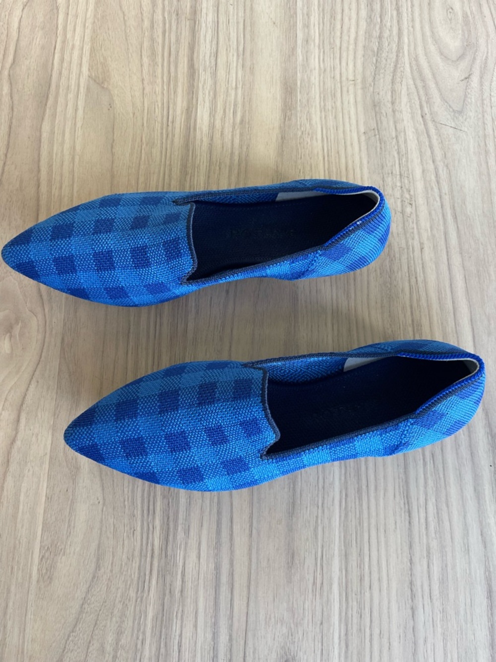 Rothy's Blue Knit Slip-On Flats with Green Insole - Picture 9 of 12